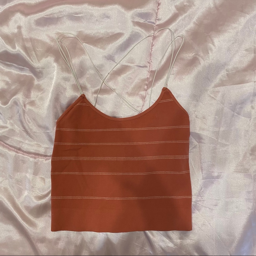 Pink and White Striped Stretchy Tank